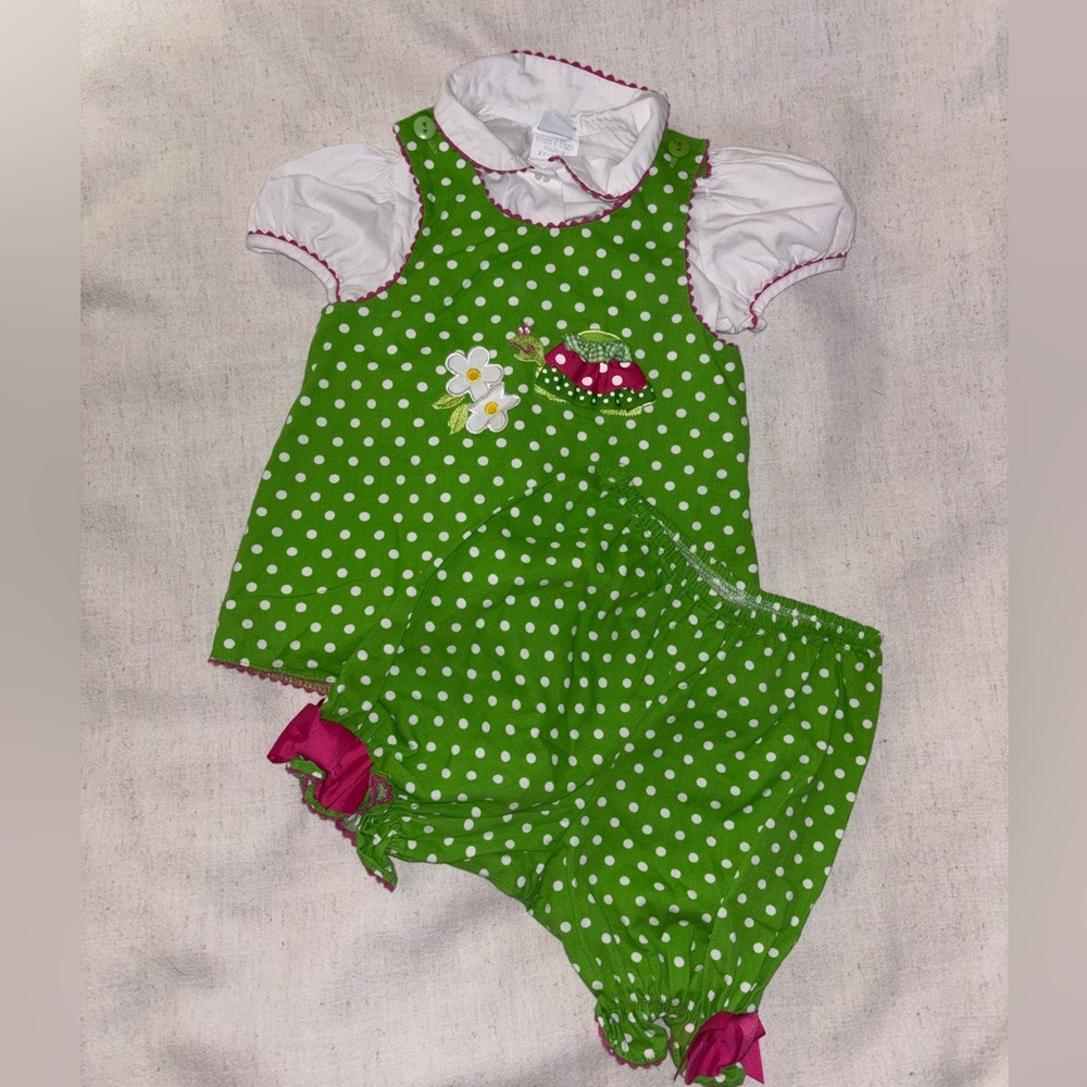 Green Polka Dot Kids Matching Set